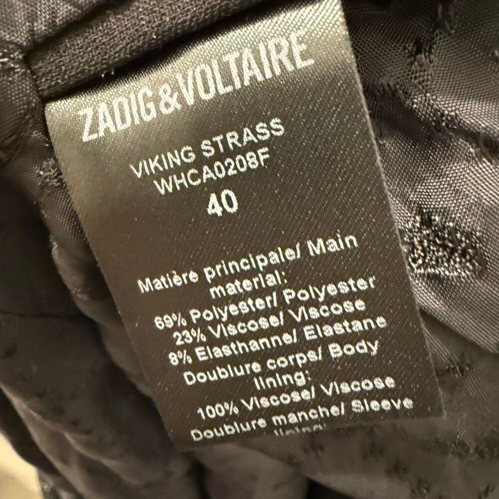 Zadig & Voltaire Viking Strass in Noir Black Rhinestones Blazer Size 40 - Picture 10 of 10